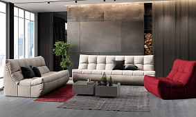 Комплект бескаркасныьх диванов ДеИтали для гостиной белого и красного цвета